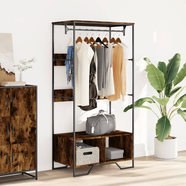 vidaXL Garderobe r&oslash;kt eik 90x50x180 cm konstruert tre