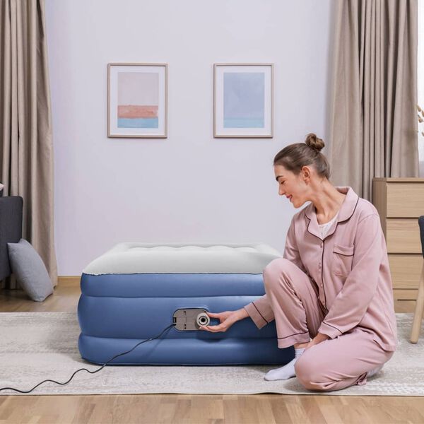 Bestway Luftmadrass Tritech 1 person 191x97x46 cm blå og grå