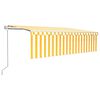 vidaXL Automatisk uttrekkbar markise med rullegardin 5x3 m gul og hvit