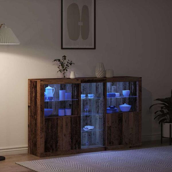 vidaXL LED sideboard Gammelt tre 162 x 37 x 100 cm Konstruert tre