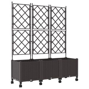vidaXL Hageplanter med espalier og hjul 3 stk. Brun 120 x 40 x 149 cm