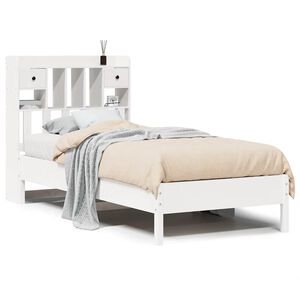 vidaXL Seng med bokhylle uten madrass hvit 75x190 cm heltre furu