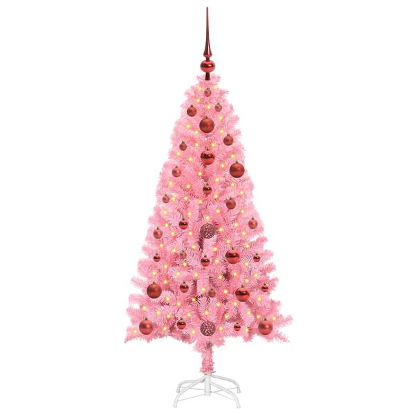 vidaXL Juletre med 150 LED med stativ Rosa 120 cm PVC