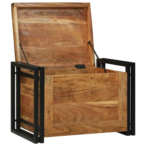 vidaXL Lagringsboks Brun og svart 60 x 40 x 41 cm Solid akasietre