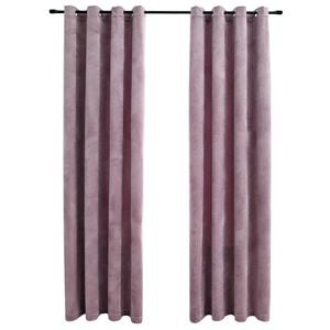 vidaXL Lystette gardiner med ringer 2 stk fl&oslash;yel antikk rosa 140x175 cm