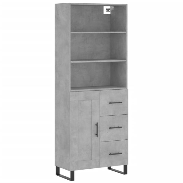 vidaXL Highboard betonggr&aring; 69,5x34x180 cm konstruert tre