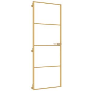 vidaXL Innerd&oslash;r slank gull 76x201,5 cm herdet glass og aluminium