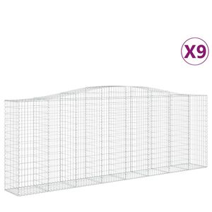 vidaXL Gabionkurver buede 9 stk 400x50x140/160 cm galvanisert jern