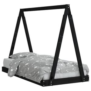 vidaXL Barnesengeramme svart 80x160 cm heltre furu