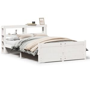 vidaXL Sengeramme med hodegavl hvit 140x200 cm heltre furu