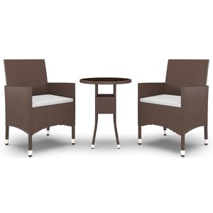 vidaXL Hagespisegruppe 3 deler polyrotting brun
