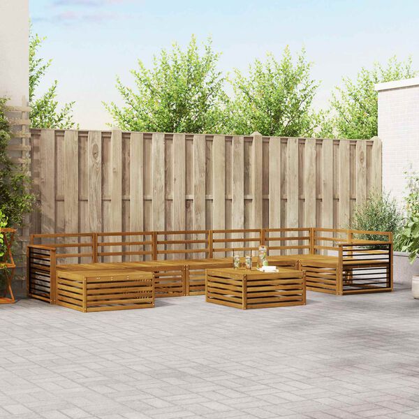 vidaXL Sofasett 8 pcs Naturlig Solid akasietre