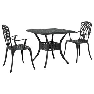 vidaXL Hagebordsett 3 stk. Svart St&oslash;pt aluminium