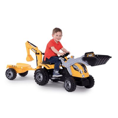 Smoby Traktor og tilhenger for barn Builder Max gul og svart