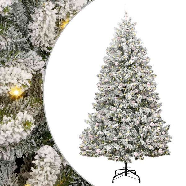vidaXL Kunstig juletre med 300 LED Gr&oslash;nn og hvit 270 cm PVC og metall