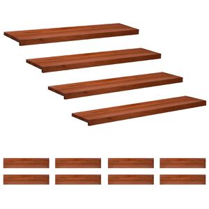 vidaXL Trappetrinn 12 stk. 120 x 30 x 2 cm Brun Massiv b&oslash;ketre