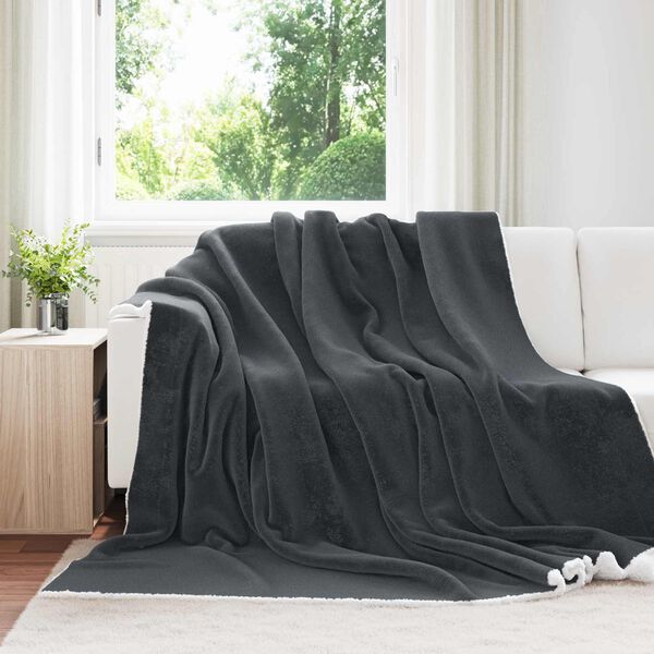 vidaXL Kastteppe M&oslash;rkegr&aring; 240 x 270 cm Fleece