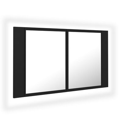 vidaXL LED-speilskap svart 80x12x45 cm akryl