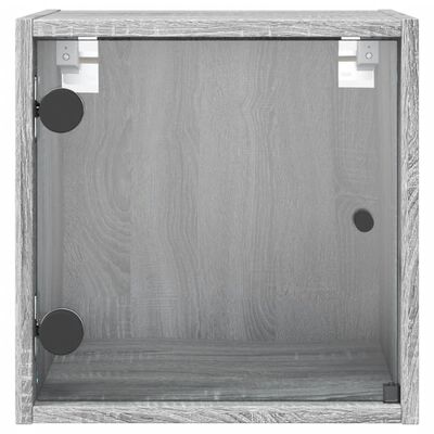 vidaXL Nattbord med glassdører 2 stk grå sonoma 35x37x35 cm