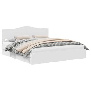 vidaXL Seng med Oppbevaring med skuff Hvit 200 x 200 cm Konstruert tre