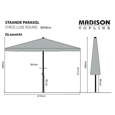 Madison Parasoll Syros Luxe 350 cm rund gråbrun
