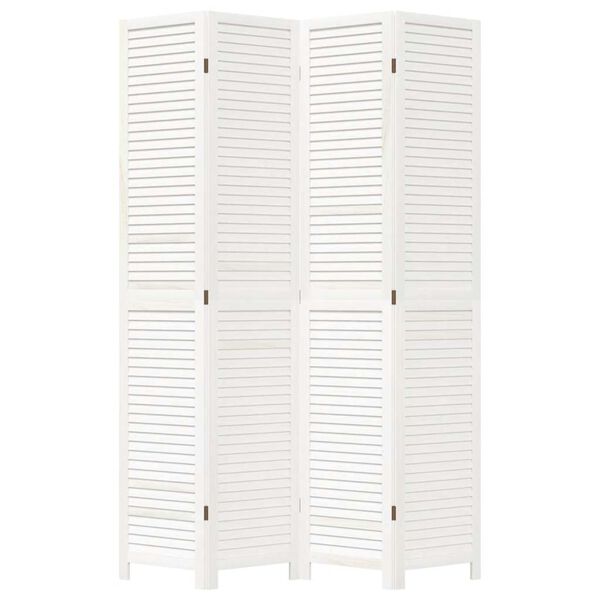 vidaXL Romdeler 4 paneler hvit heltre keisertre