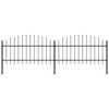 vidaXL Hagegjerde med spydtopp st&aring;l 359x125 cm svart