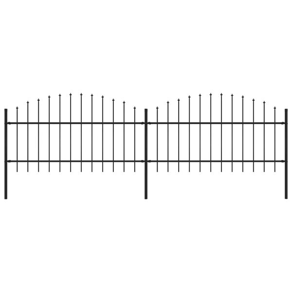 vidaXL Hagegjerde med spydtopp st&aring;l 359x125 cm svart