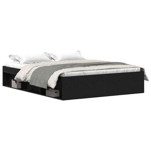 vidaXL Sengeramme uten madrass svart eik 160x200 cm konstruert tre