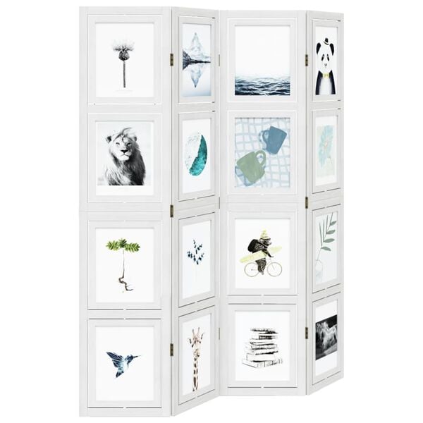 vidaXL Romdeler 4 paneler hvit heltre keisertre