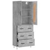 vidaXL Highboard betonggr&aring; 69,5x34x180 cm konstruert tre