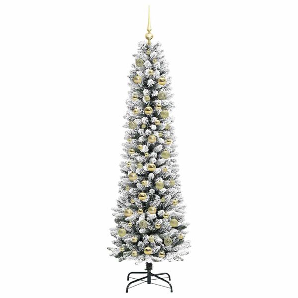 vidaXL Kunstig juletre med 300 LED Hvit 180 cm PVC og Metall og Plast
