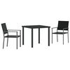vidaXL Hage Spisegruppe 3 pcs Svart PE Rattan