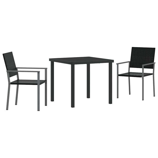 vidaXL Hage Spisegruppe 3 pcs Svart PE Rattan