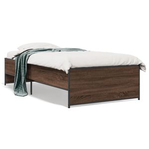 vidaXL Sengeramme brun eik 90x200 cm konstruert tre og metall