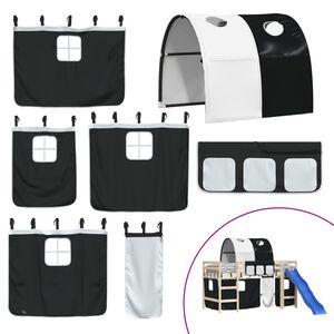 vidaXL Gardiner for køyeseng med tunnel hvit og svart polyester