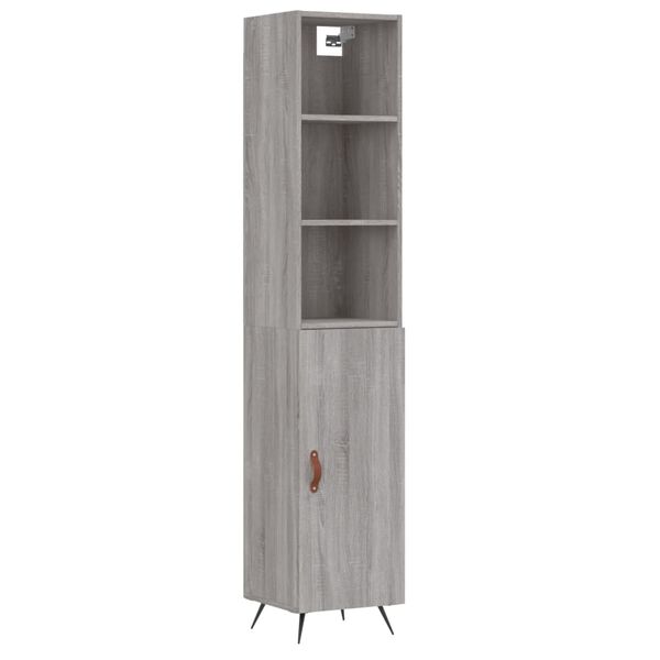 vidaXL Highboard grå sonoma 34,5x34x180 cm konstruert tre