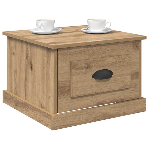 vidaXL Kaffebord med skuff Artisan Eik 50 x 50 x 35 cm Konstruert tre