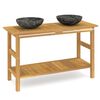 vidaXL Baderomshylle med svarte marmorvasker heltre teak
