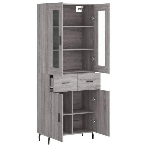 vidaXL Highboard gr&aring; sonoma 69,5x34x180 cm konstruert tre