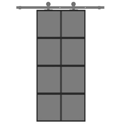 vidaXL Skyvedør svart 90x205 cm herdet glass og aluminium