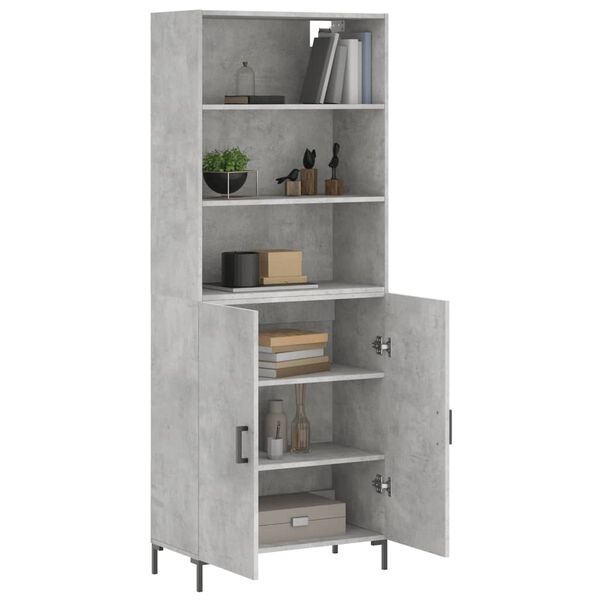 vidaXL Highboard betonggr&aring; 69,5x34x180 cm konstruert tre