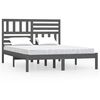 vidaXL Sengeramme gr&aring; 135x190 cm heltre furu Double