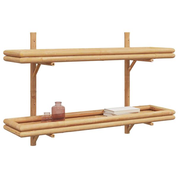 vidaXL Vegghylle med hylle Veggmontert Brun 100 x 26 x 60 cm Bambus