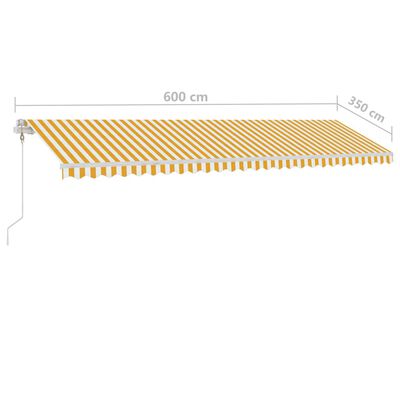 vidaXL Frittstående automatisk markise 600x350 cm gul og hvit
