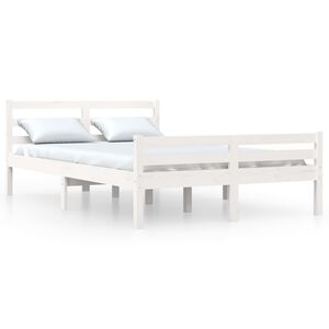 vidaXL Sengeramme hvit heltre 135x190 cm Double