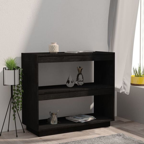 vidaXL Bokhylle svart 80x35x71 cm heltre furu