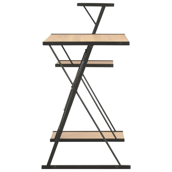 vidaXL Skrivebord med hylle svart og eik 116x50x93 cm