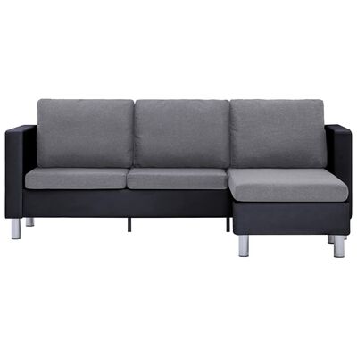 vidaXL 3-seters sofa med puter svart kunstskinn