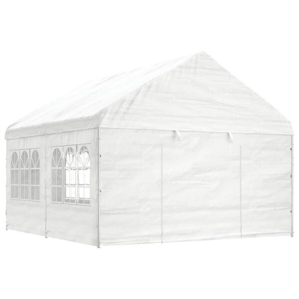 vidaXL Paviljong med tak hvit 4,46x4,08x3,22 m polyetylen